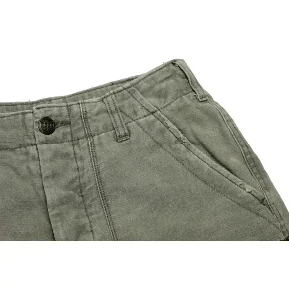 Free People Raw Patched Cutoff Shorts Frayed Hem Military Olive Green Size 0 - Picture 4 of 12